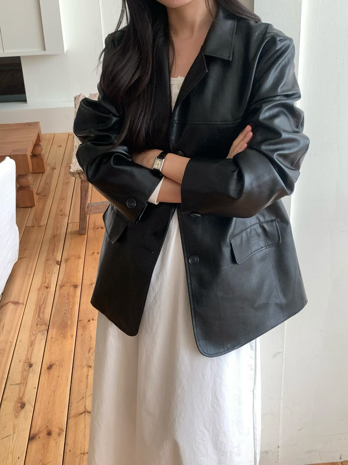 mute suede leather jacket-2col