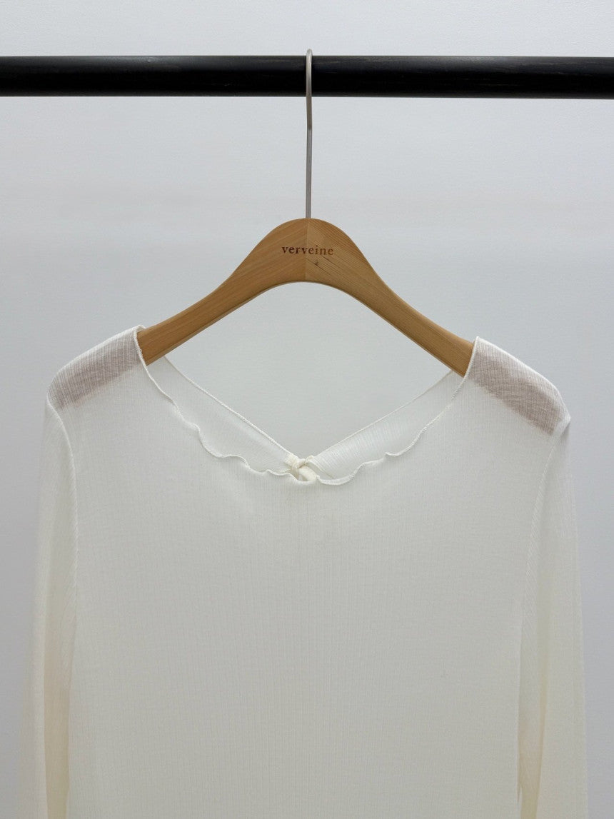 Ribbon frill tencel wool T-3col