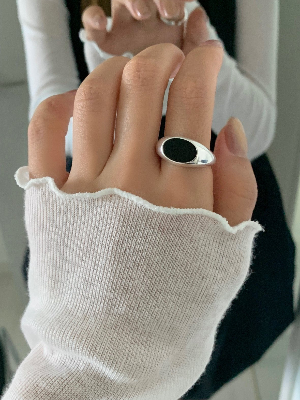 Black Onyx Open Ring