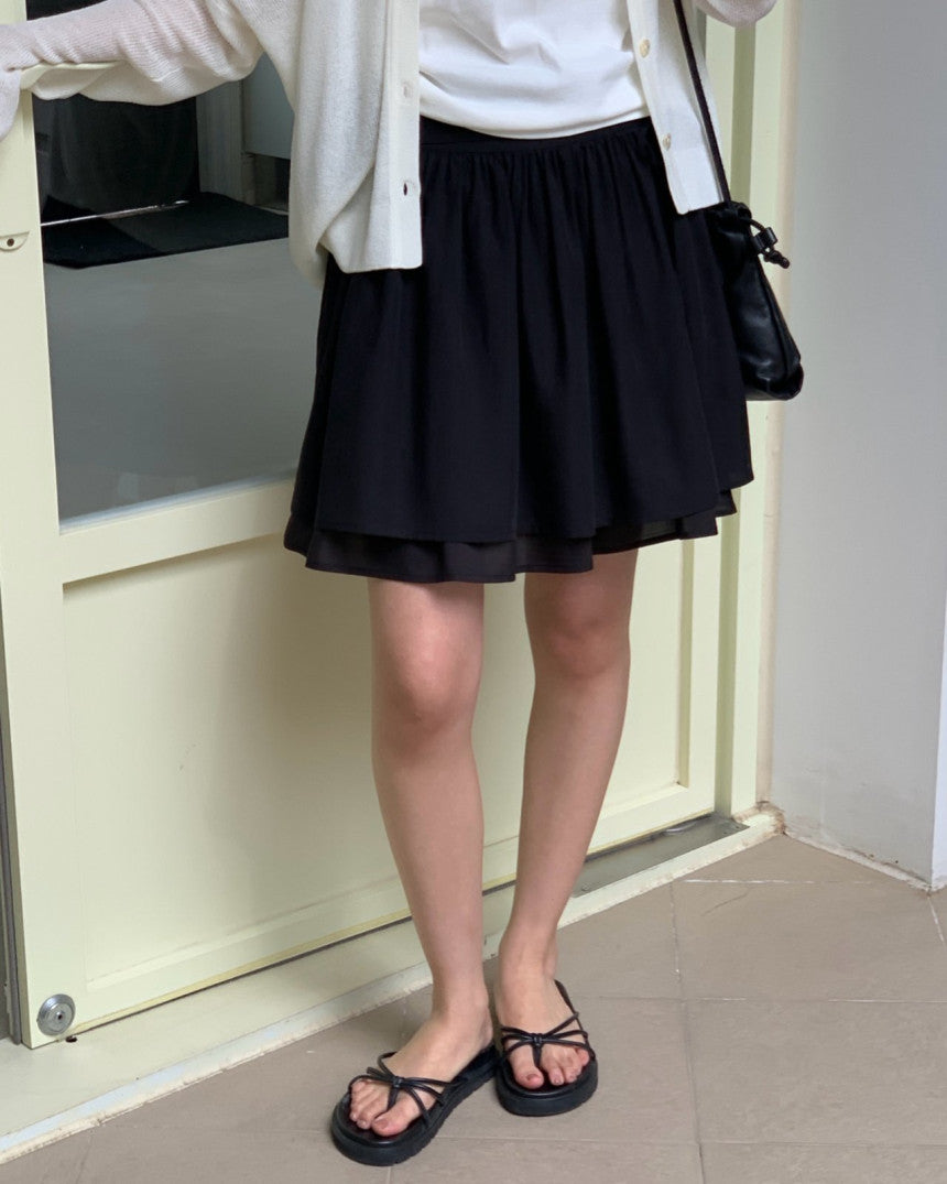 Sally layered tencel short skirt-2col