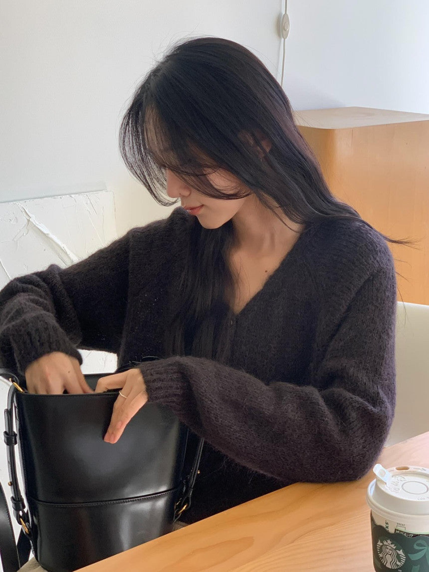 Pony wool 2way v-knit cardigan-3col