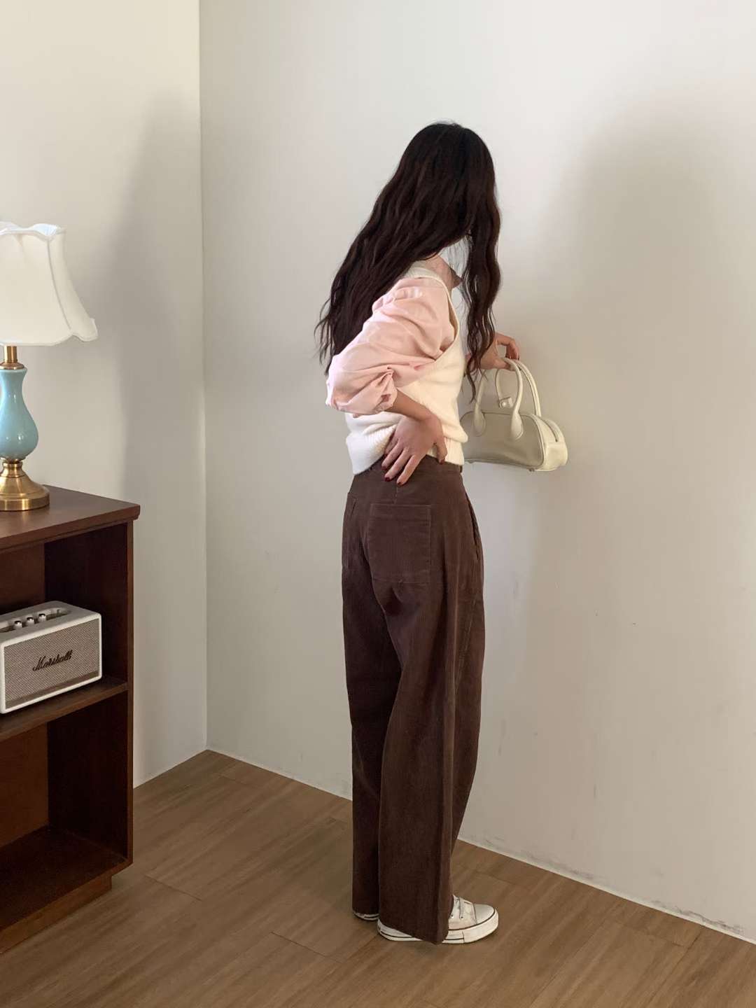 Corduroy curve pants-2col/ショート丈あり