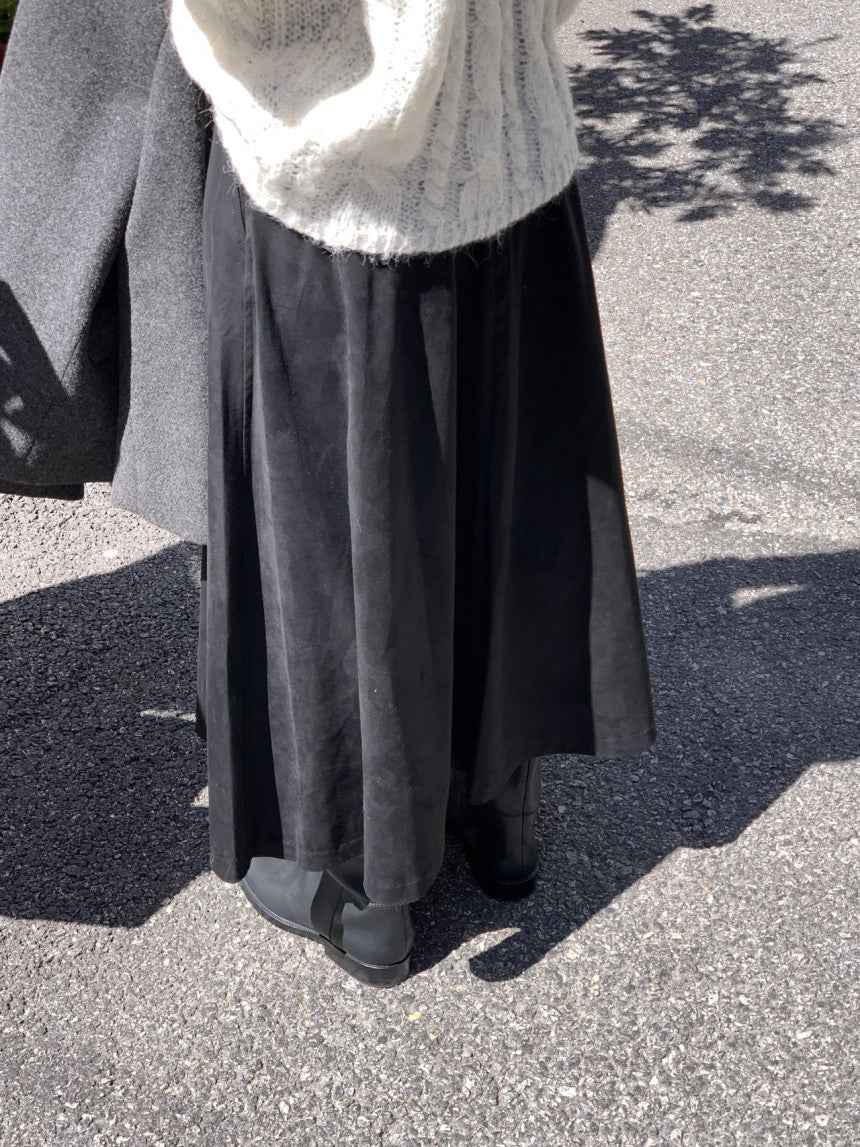 Rouelle suede flare skirt-2col