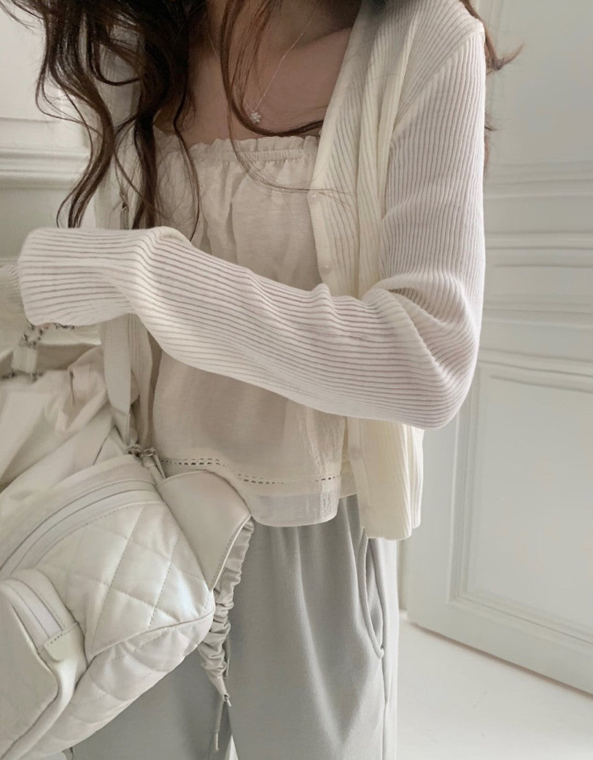Fw Pebble rib cardigan-5col