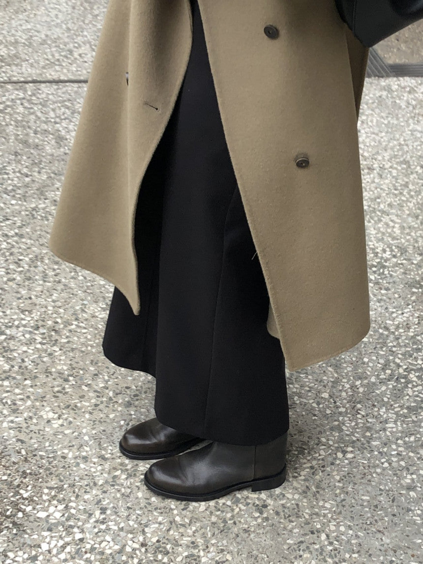 Rumi back banding wool midi skirt-2col