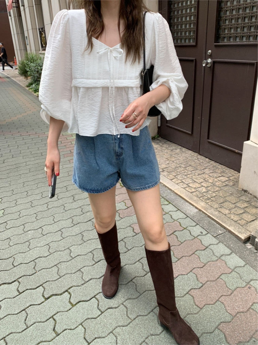 Merry pintuck blouse-2col