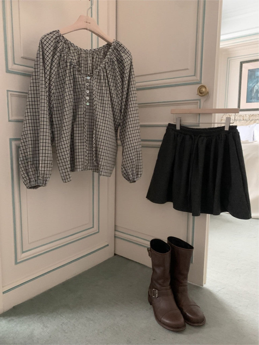 check balloon blouse-2col
