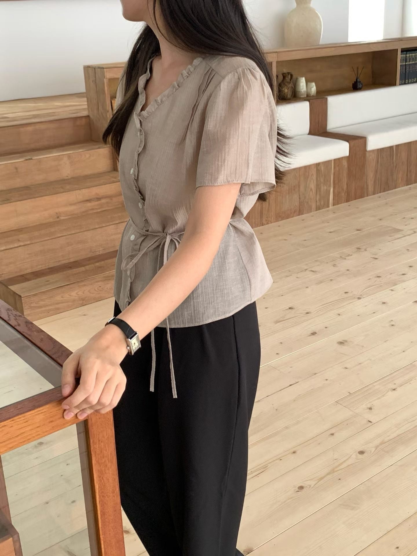 summer ove frill blouse-3col