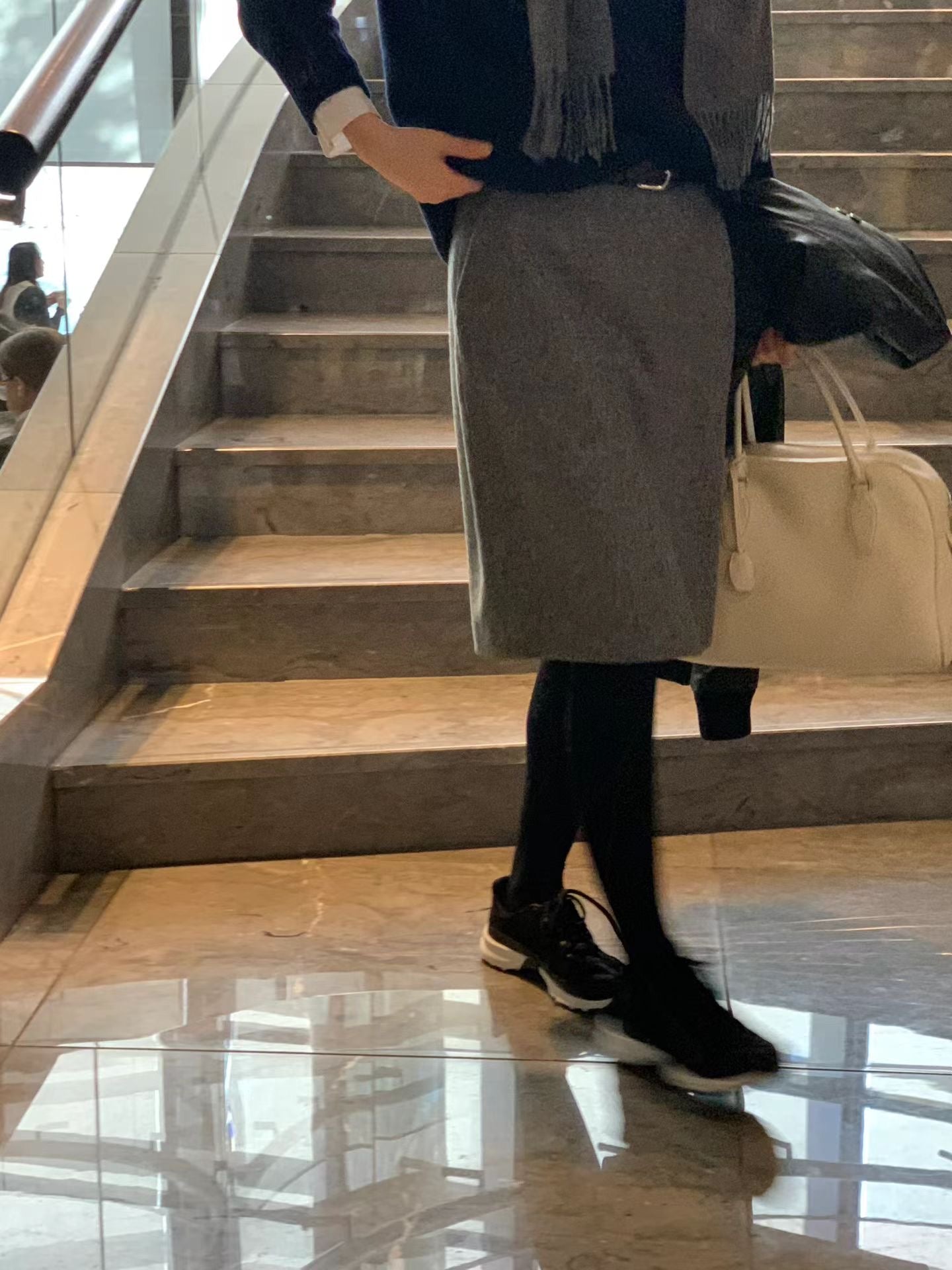 Ounce classic herringbone wool midi skirt-2col