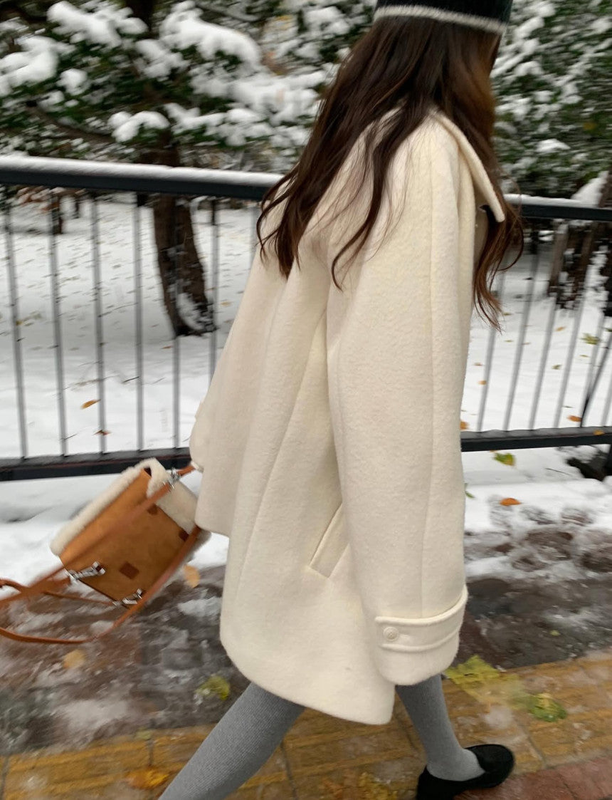 snow wool half coat