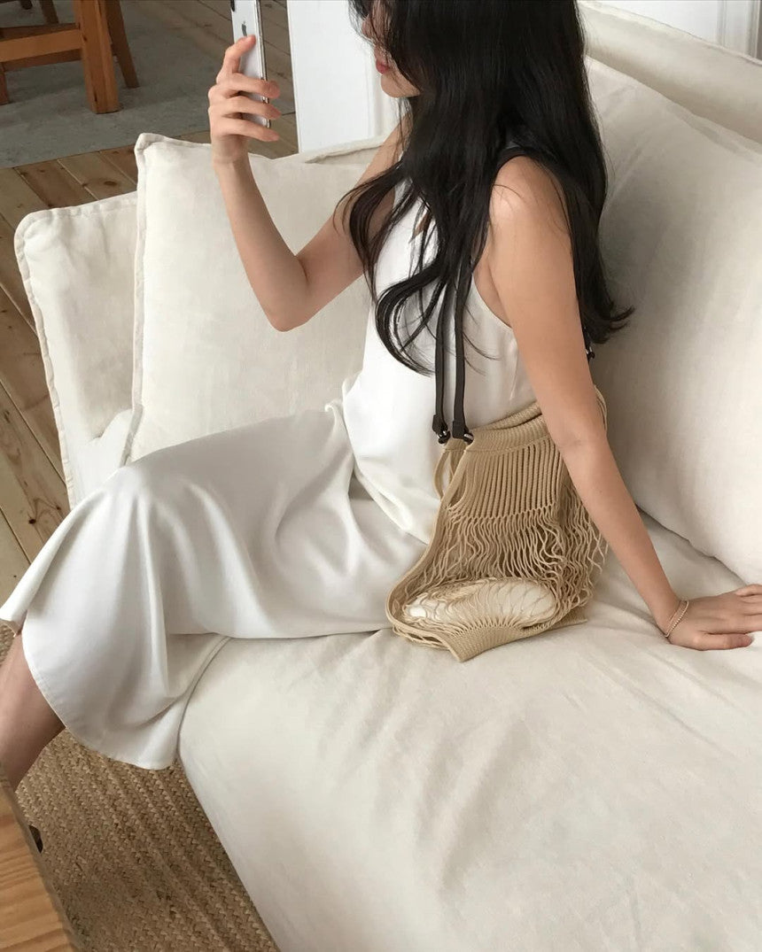 Ridge v-neck back string onepiece