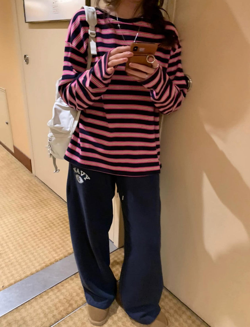 rugby print pants-3col