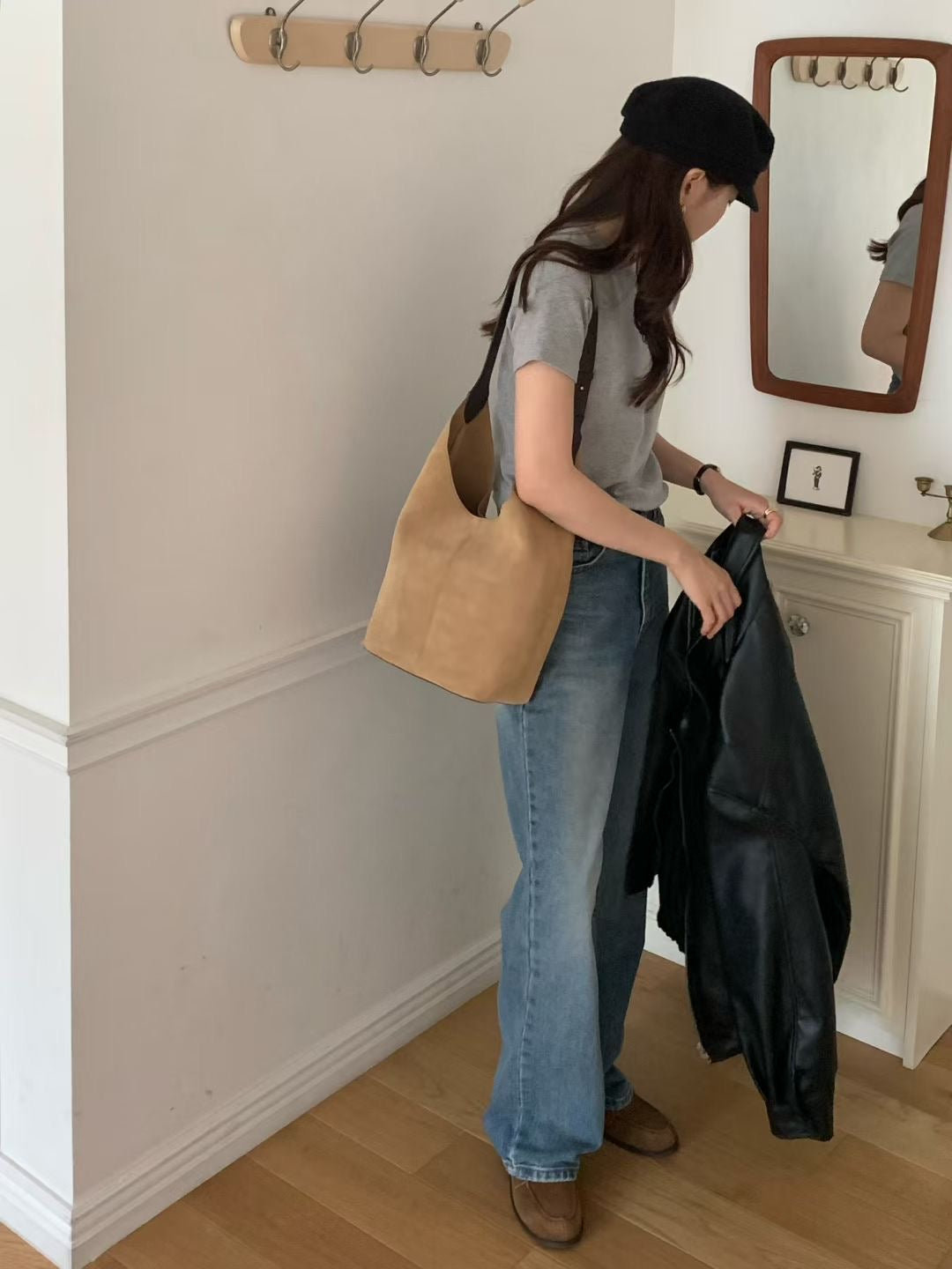 Square suede bag-3col