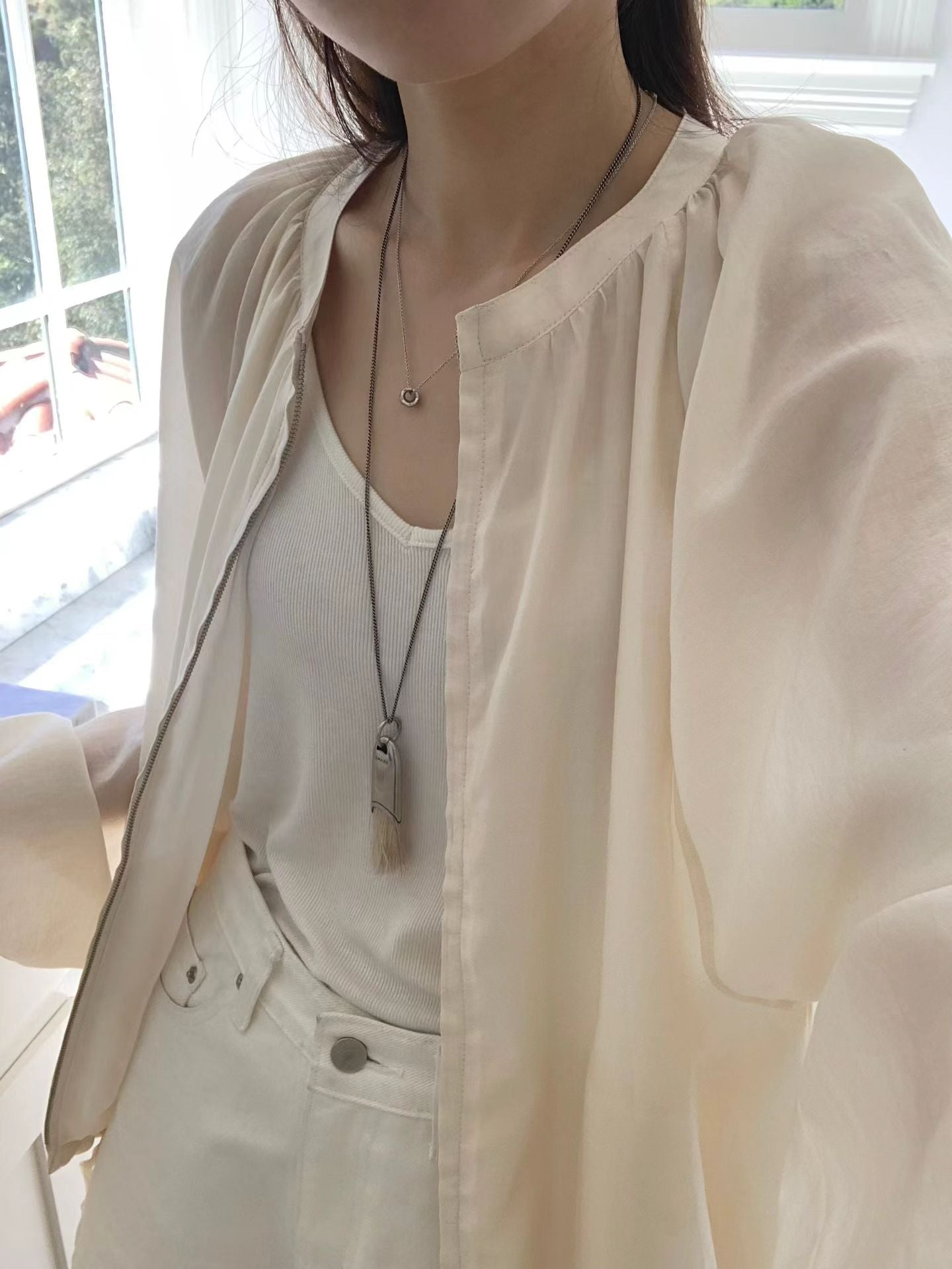 Ounce sheer shirring jumper