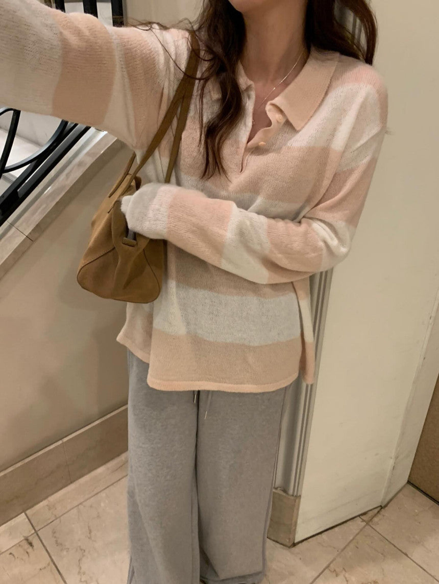 Muffin stripe knit-2col