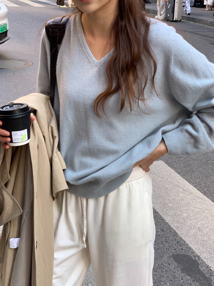 Adele wholegar cash v-neck knit-5col