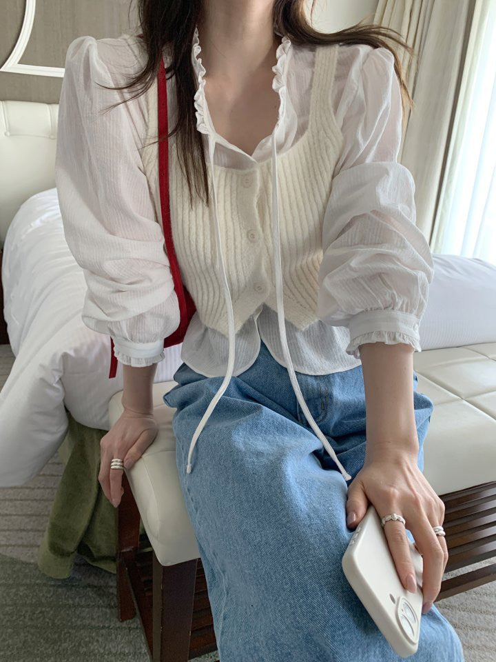 ivory即納 coco smok blouse-2col