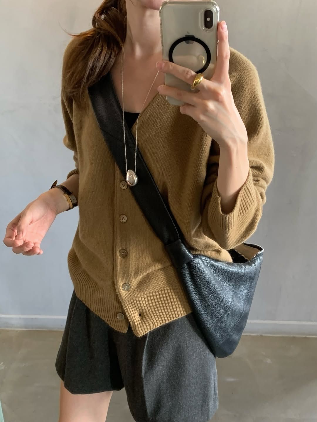 solene cashmere v-neck whole-garment cardigan-3col