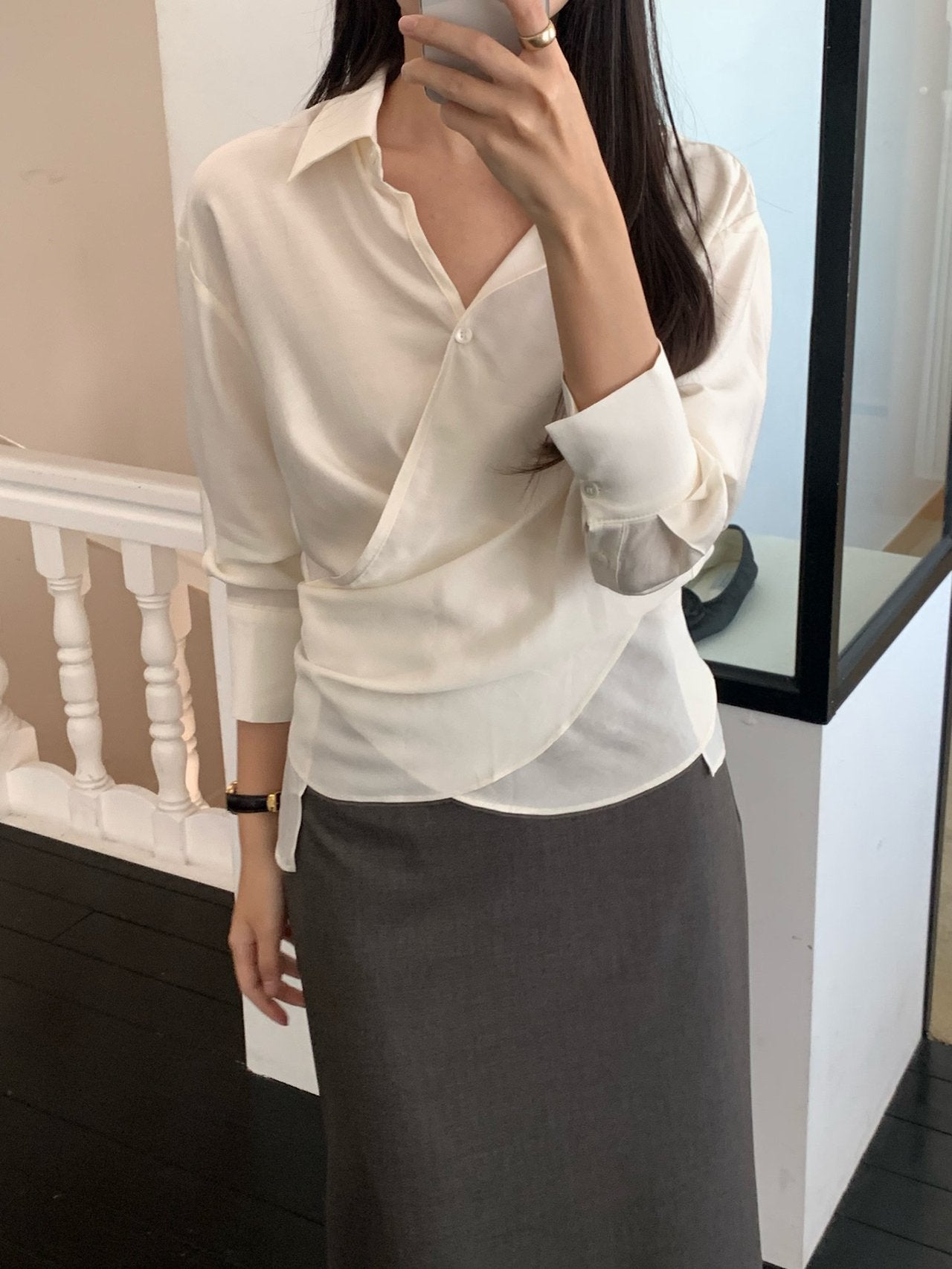 Meli wrap blouse-2col