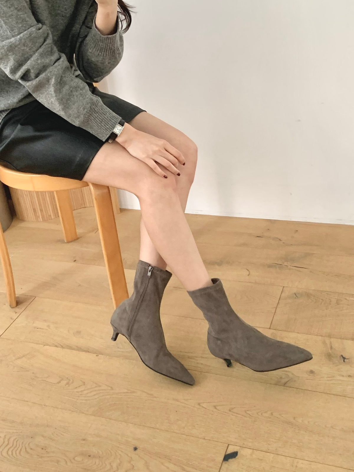 Stretch Suede Ankle Boots-4col