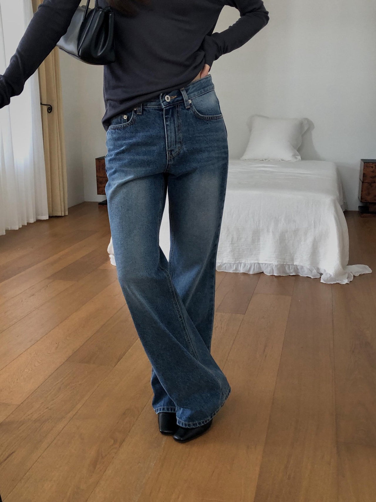 rise bootcut denim