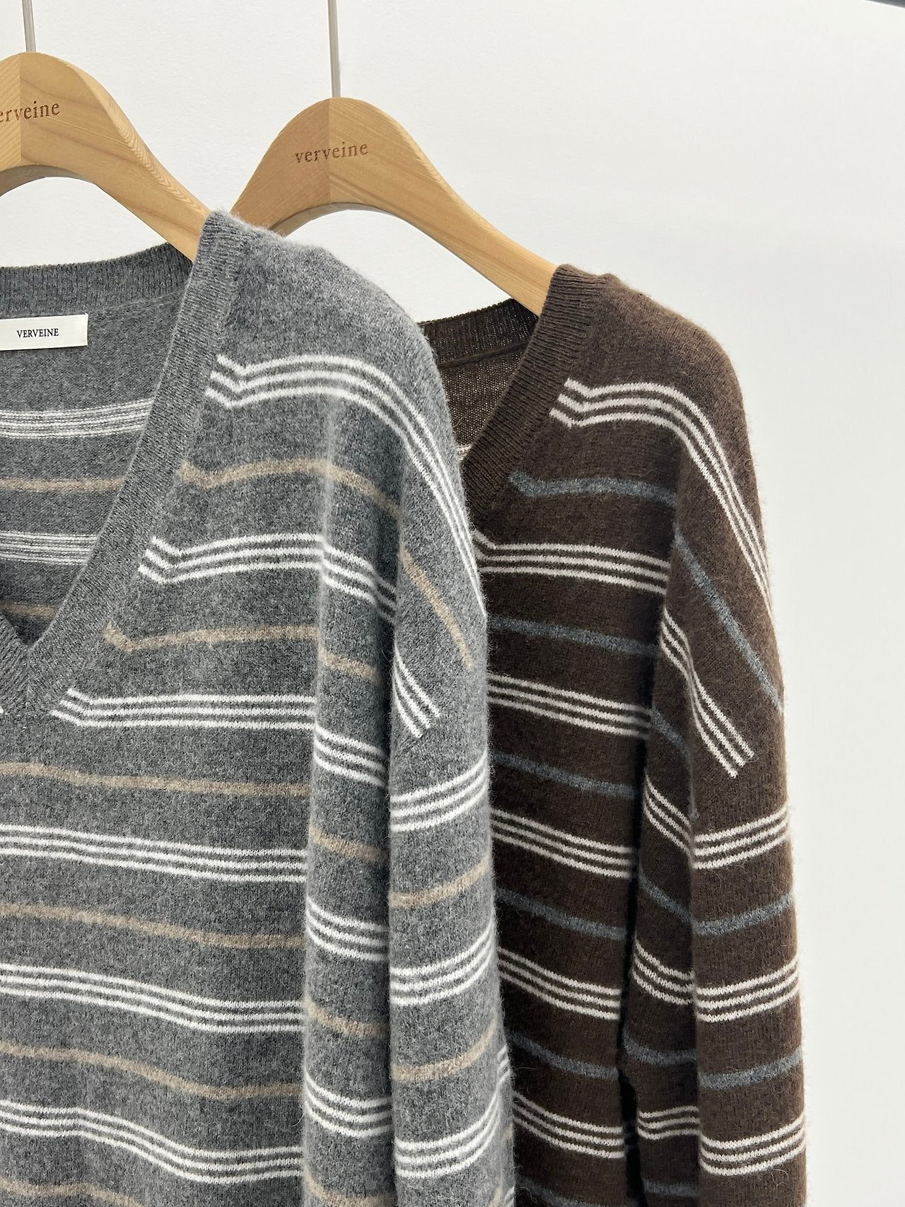 More cashmere stripe knit-2col