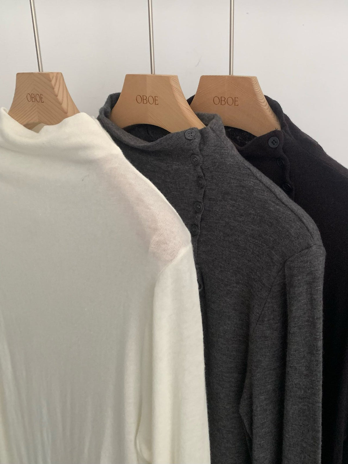 angora button 2way polo T-3col