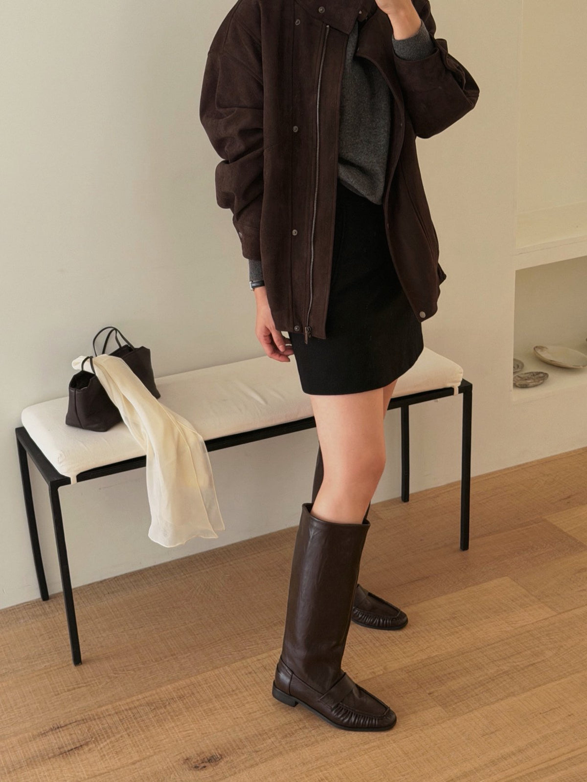 classic shirring loafer boots-2col