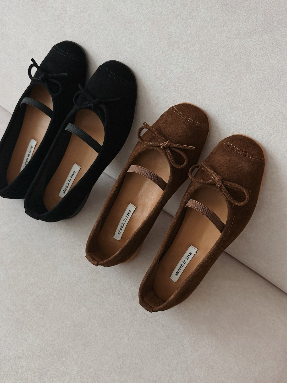 suede comfort ribbon flats-2col