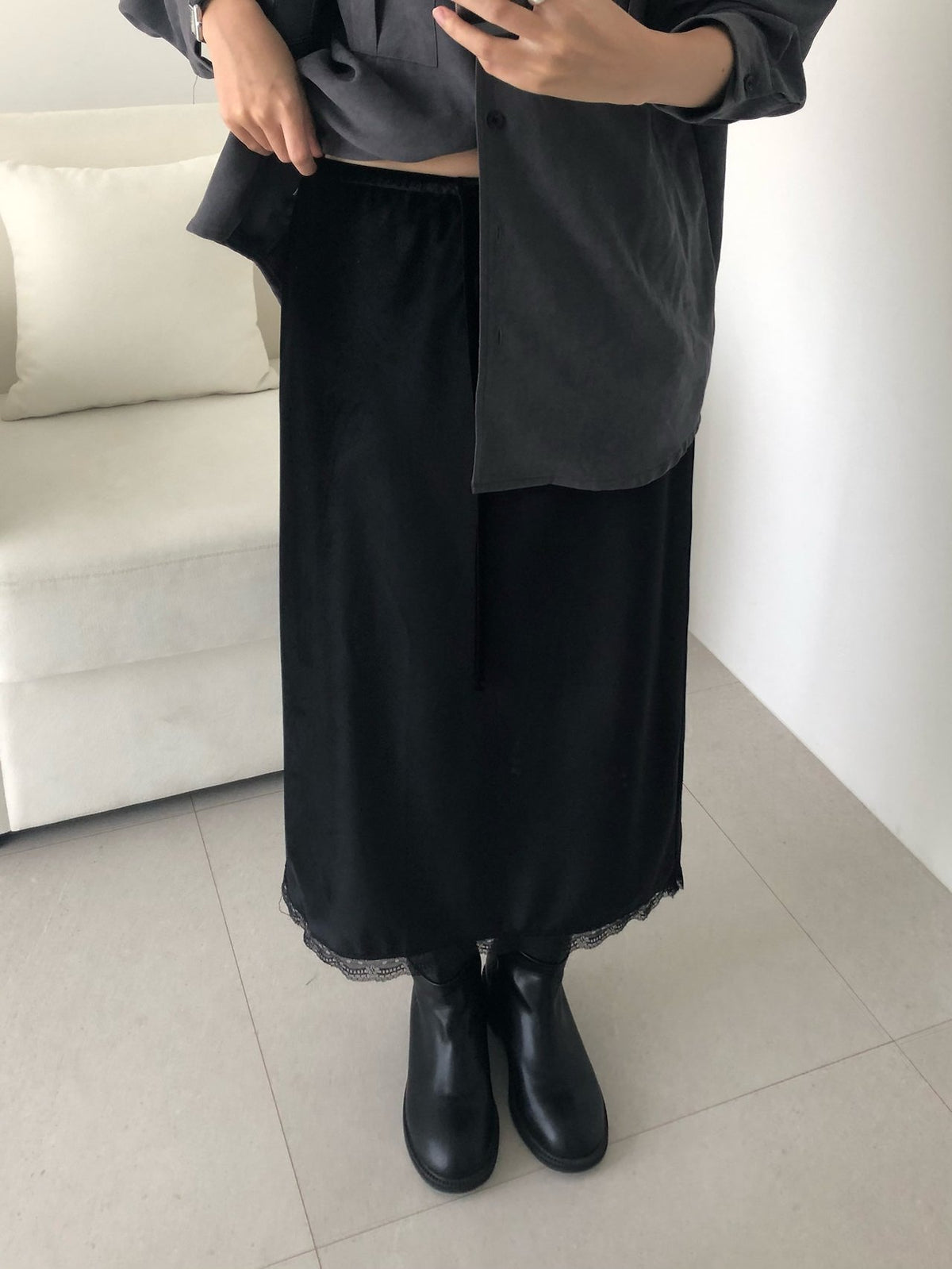rendy velvet skirt-2col