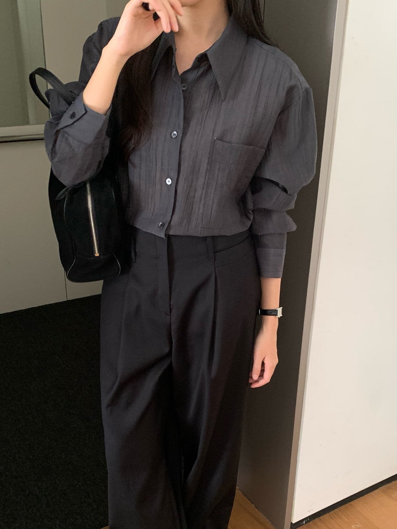 Monel button shirt-2col