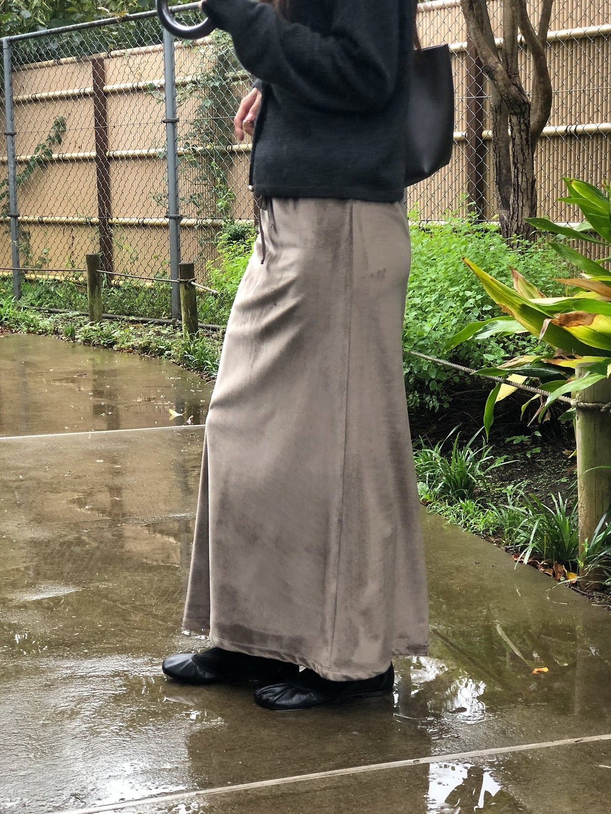 boa drawstring long skirt-3col
