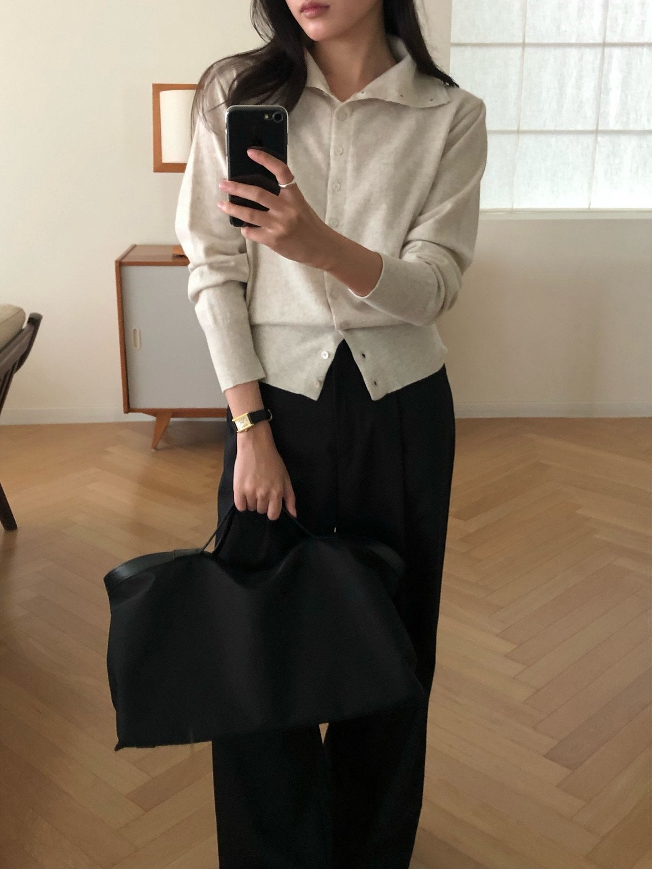 High-neck cash cardigan-3col