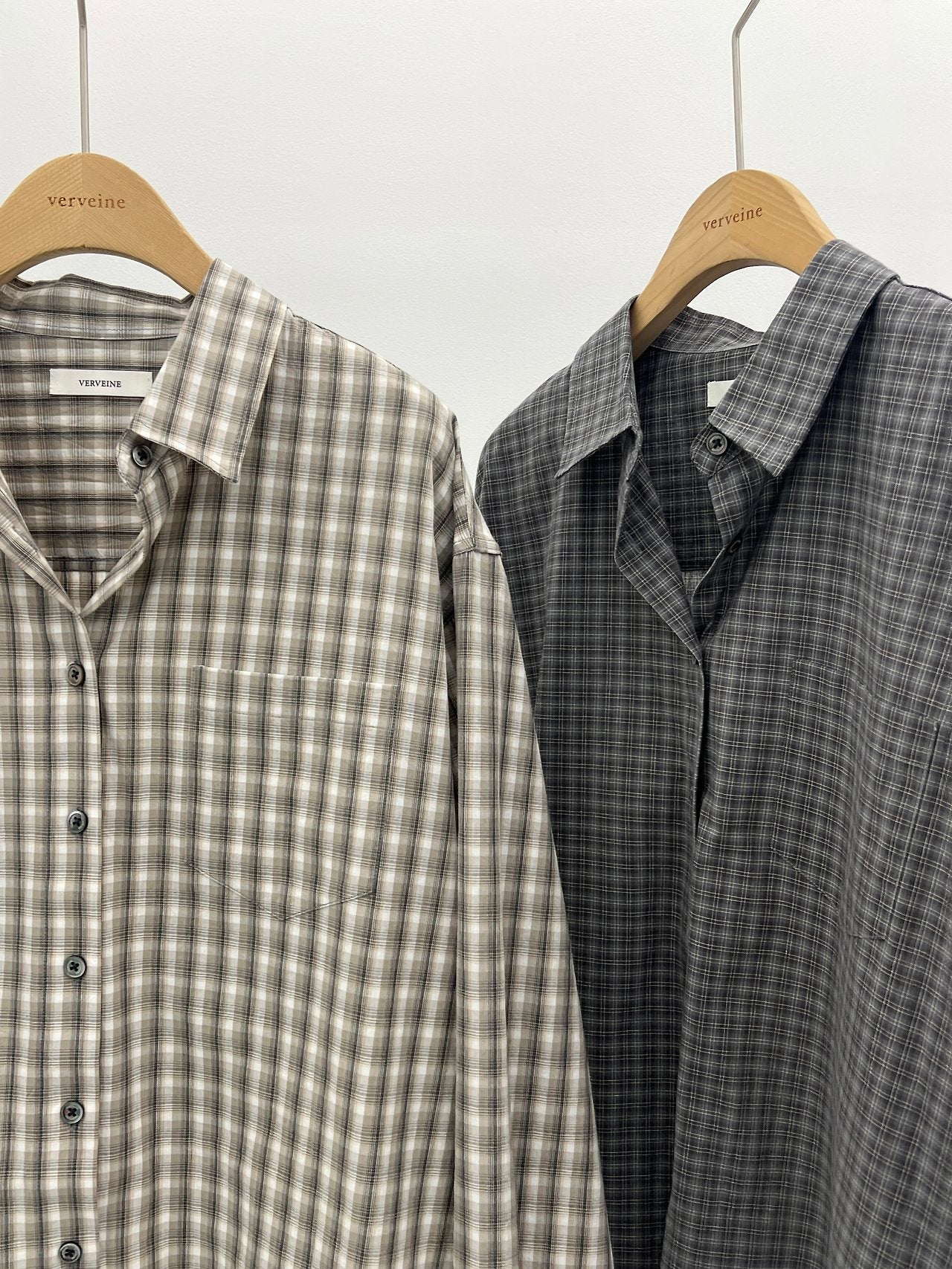 lucen check cotton shirt-2col