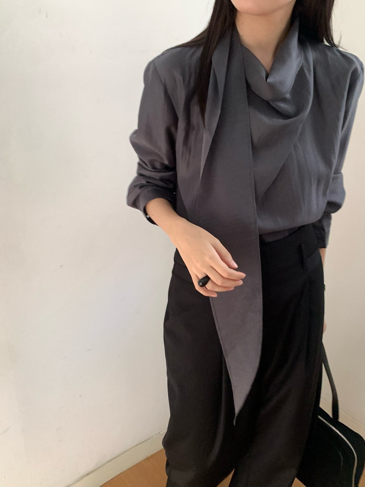 Barrel tie blouse-2col