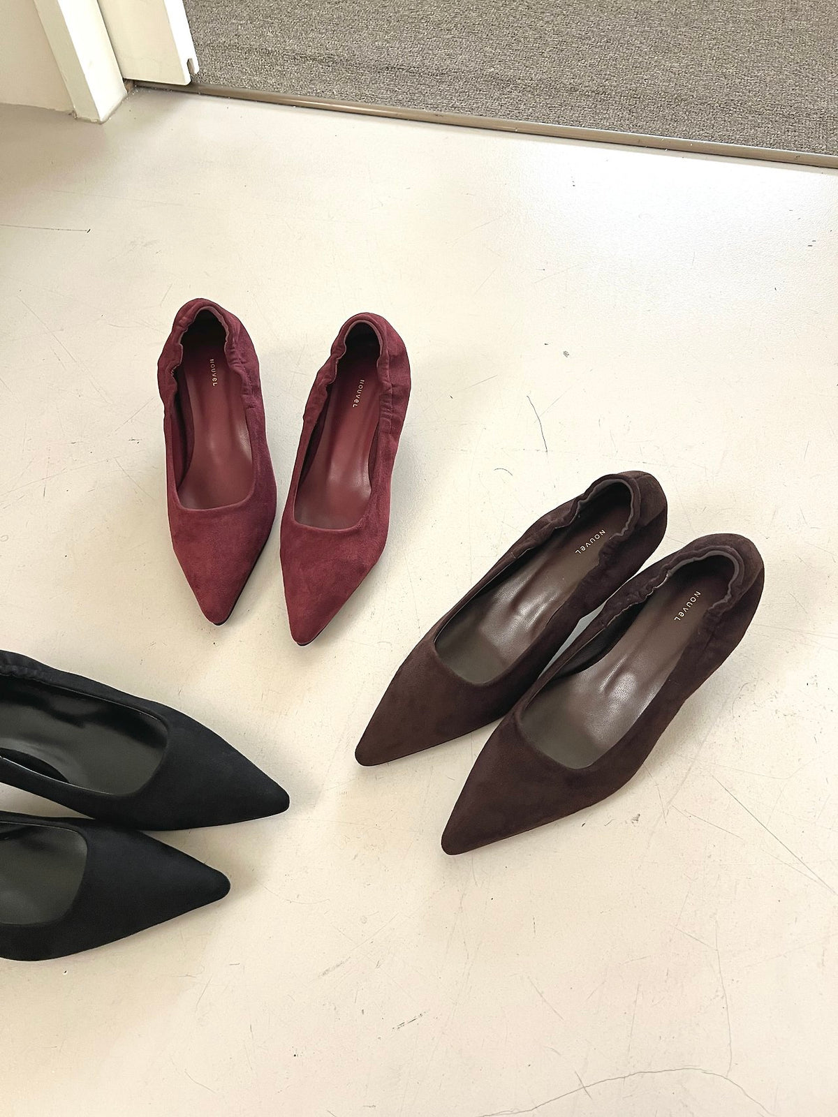 Suede 5cm back-banding high heels-3col