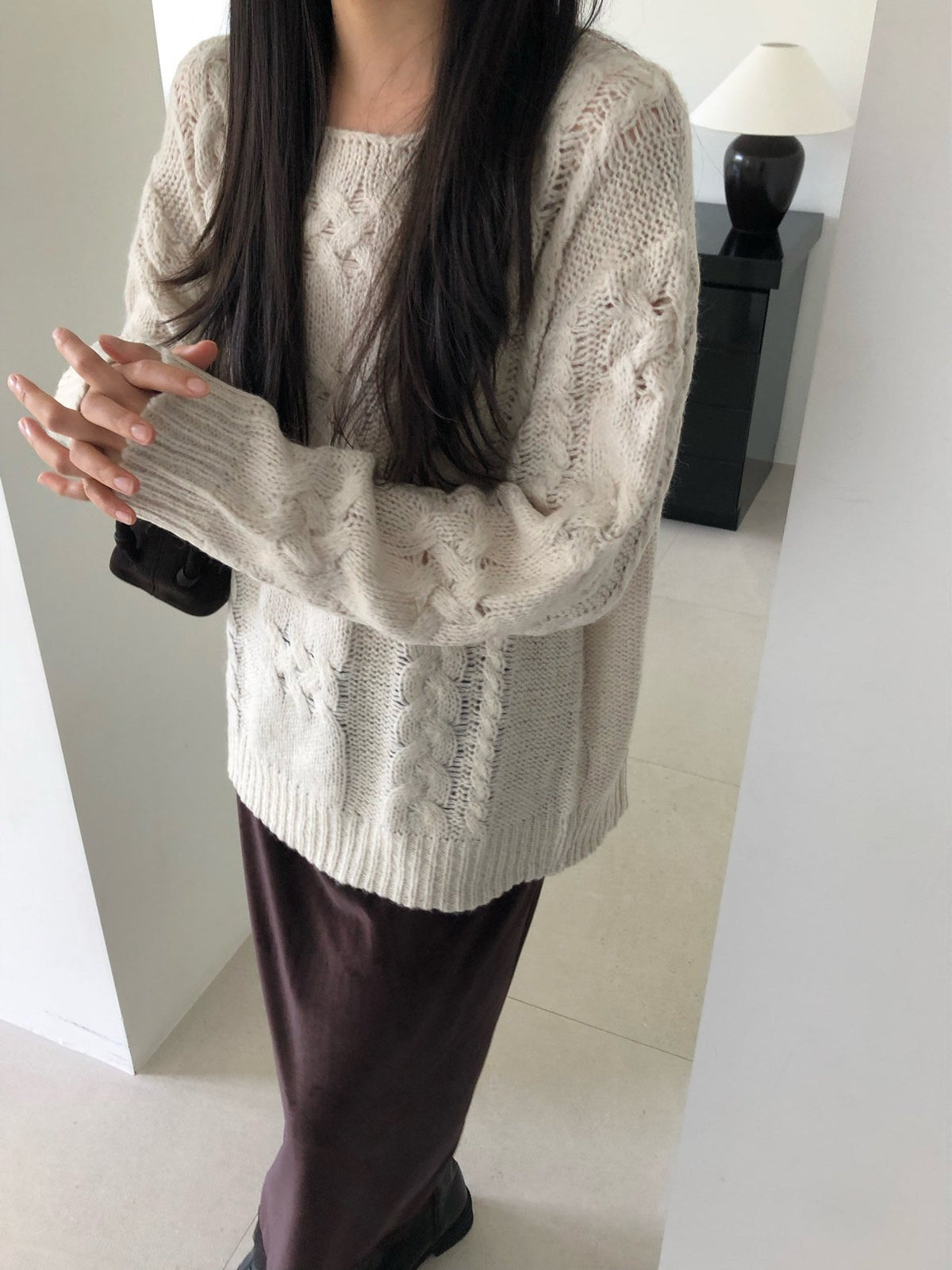 mohair cable knit-2col