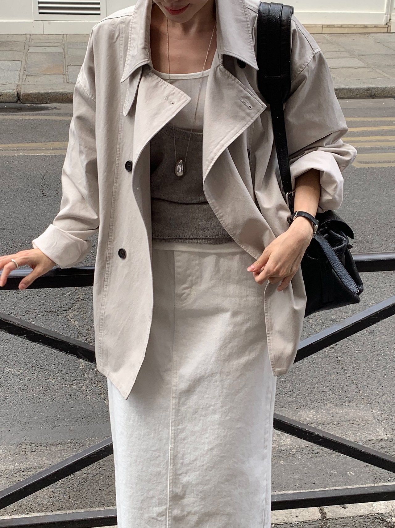 Maren washing half trench jacket-2col