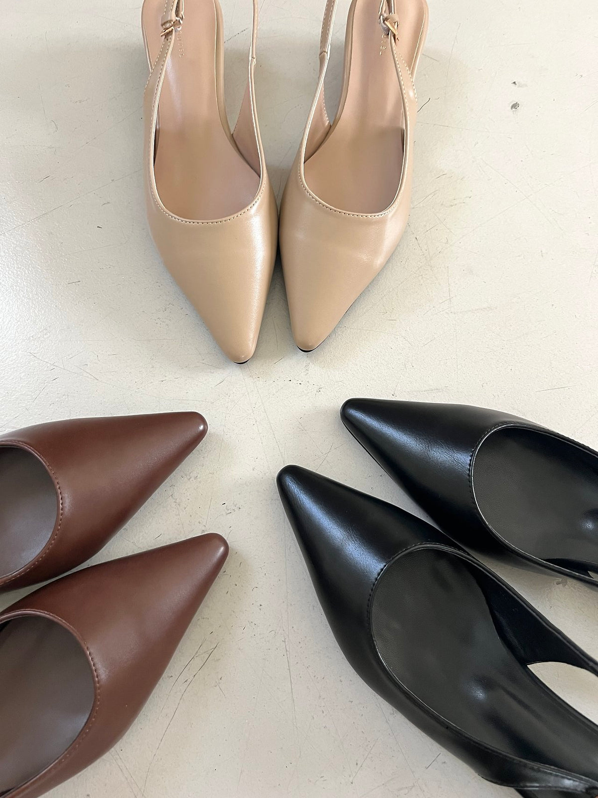 Wedge sling back with pointed toe