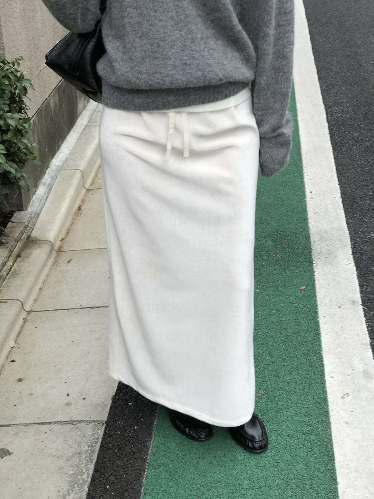boa drawstring long skirt-3col