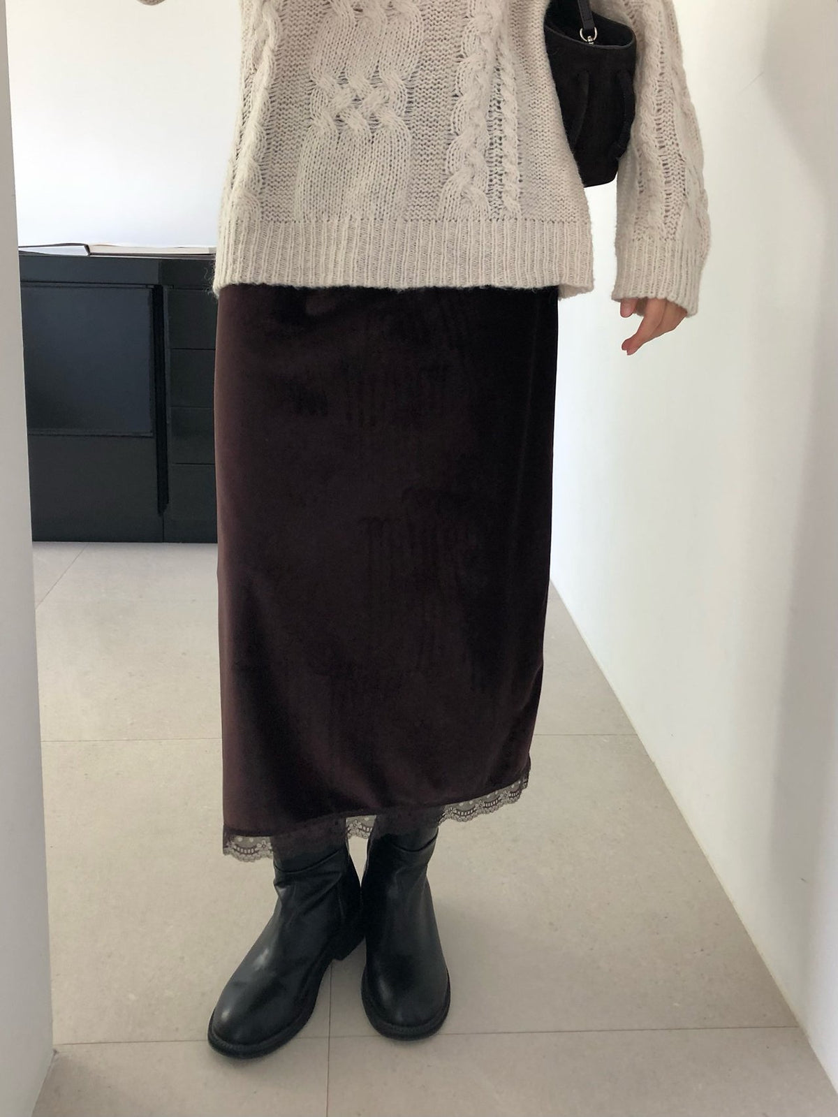 rendy velvet skirt-2col