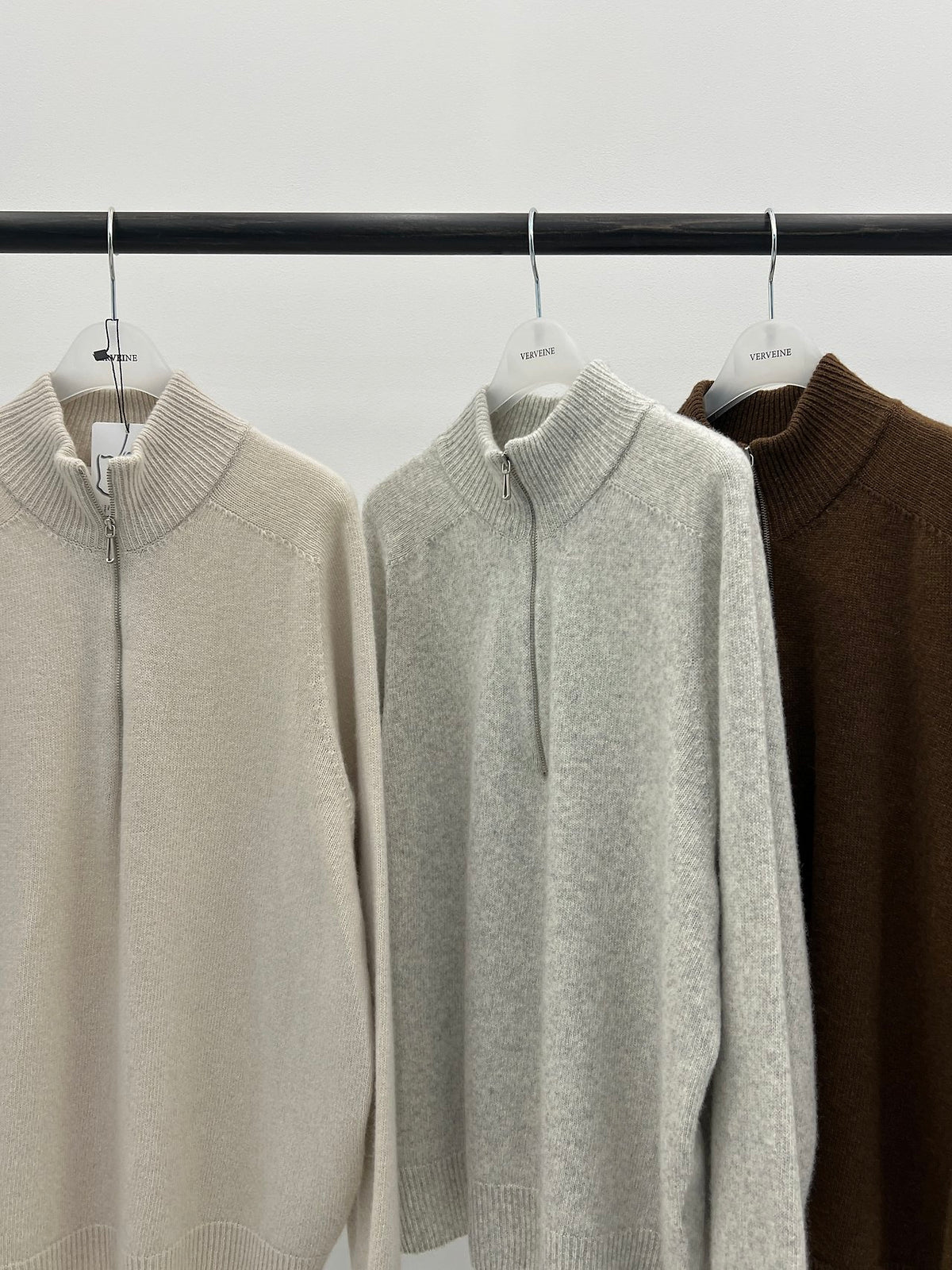 lorraine cashmere wholegarment half-zip knit-3col