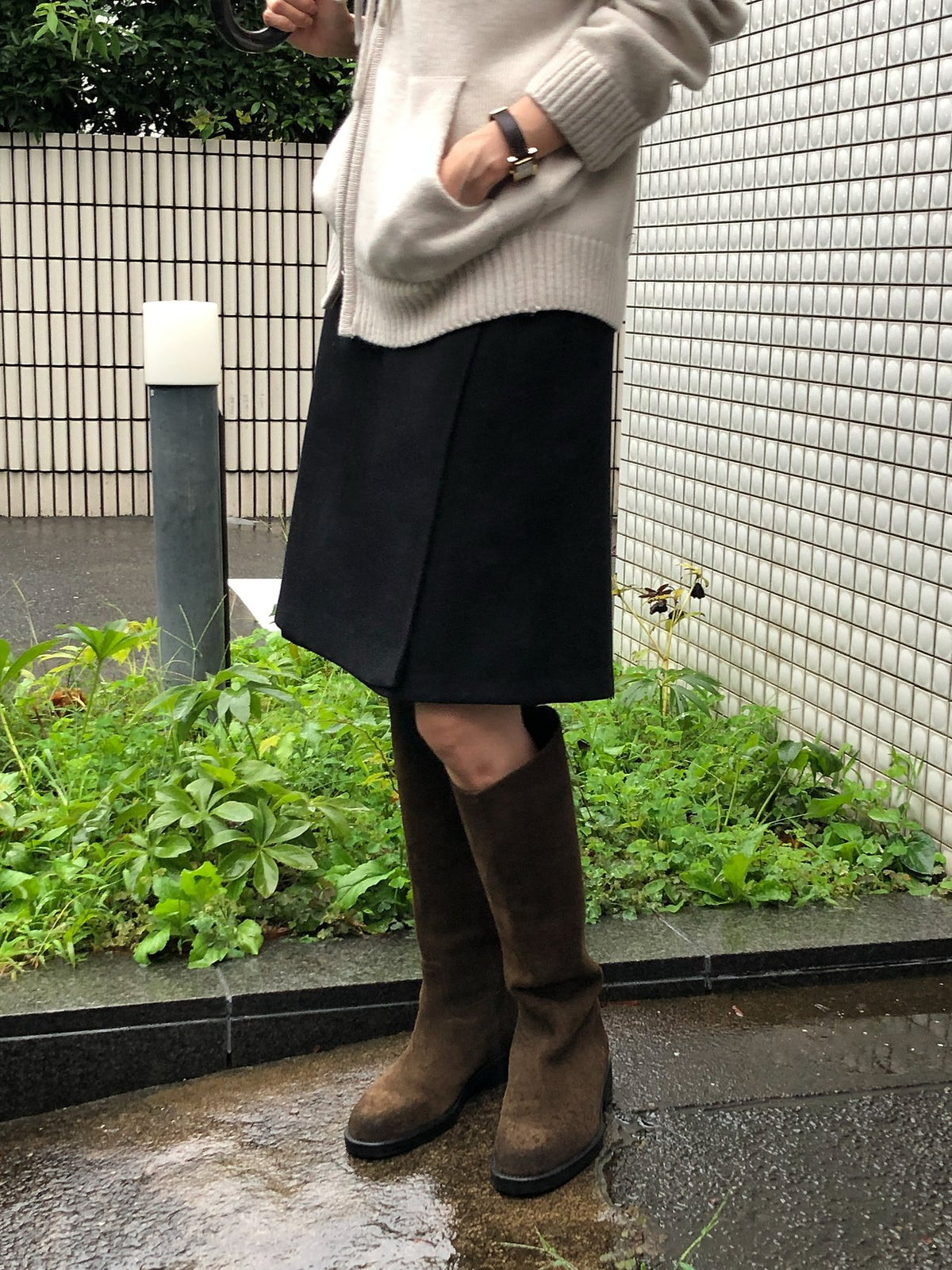riena wool wrap skirt-2col