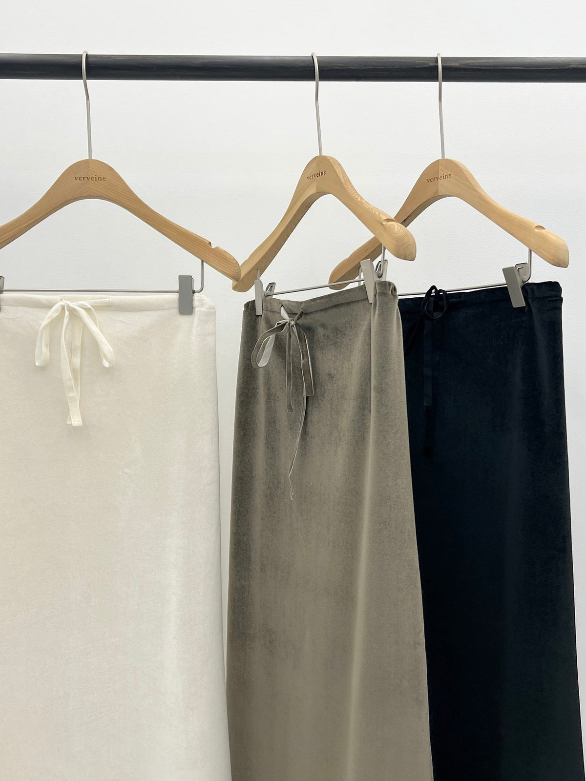 boa drawstring long skirt-3col