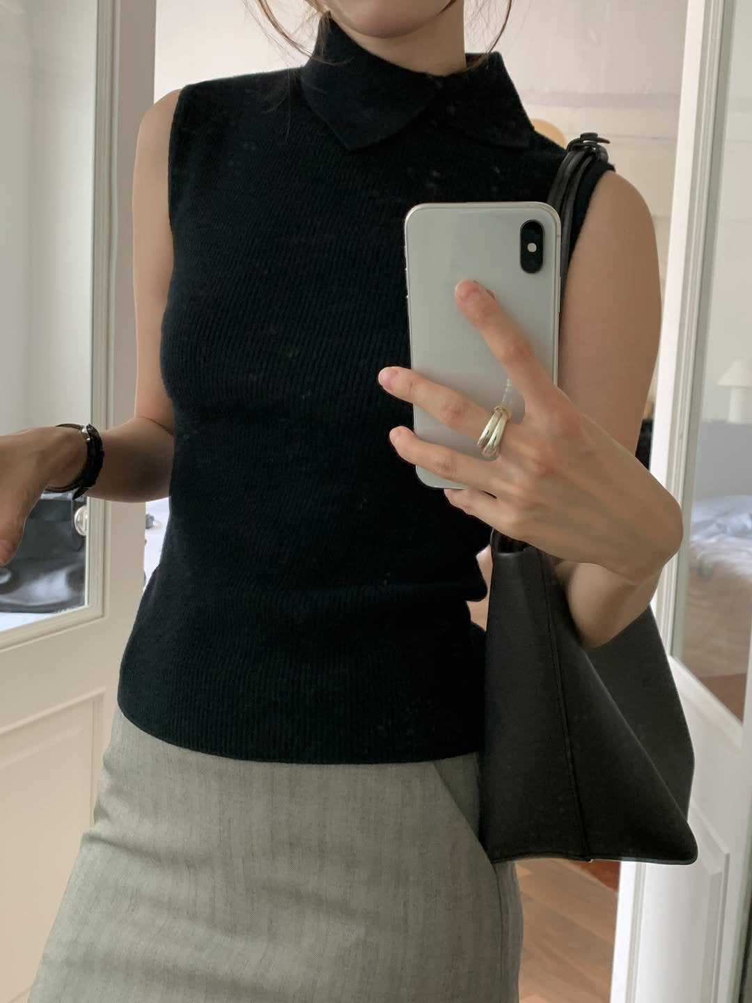 Chloe collar sleeveless knit-2col