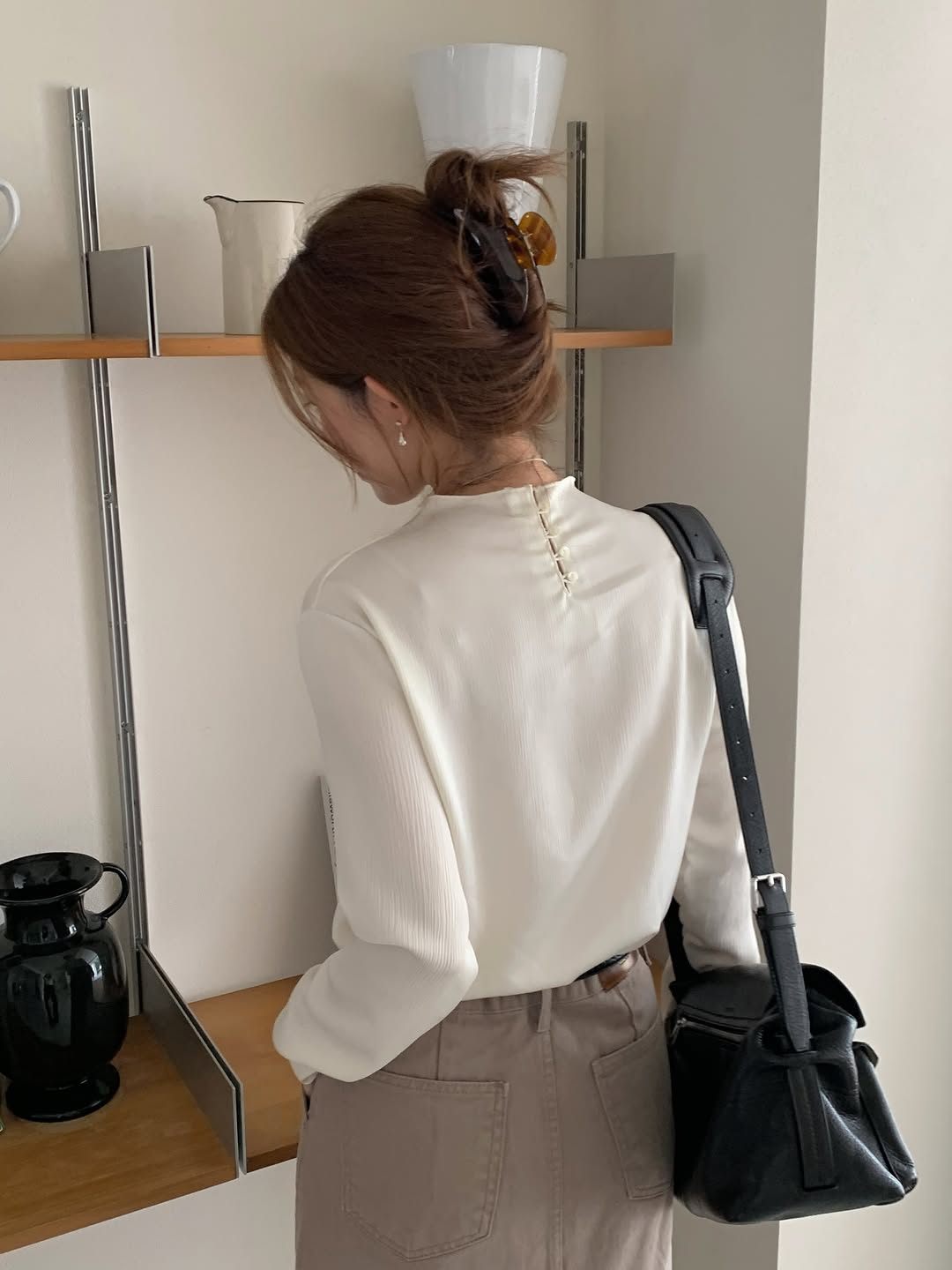 Roy pleats soft high neck top-3col