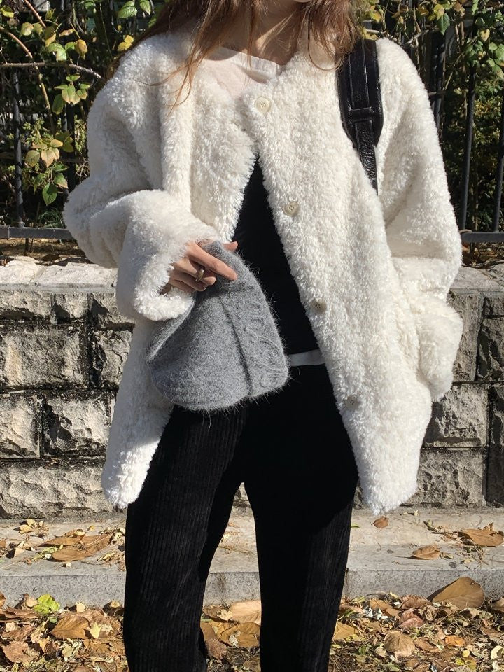 Lozan round neck fur jacket