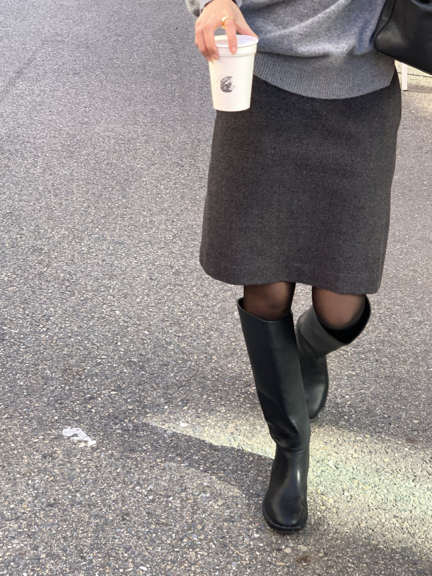 Luze wool midi skirt-2col