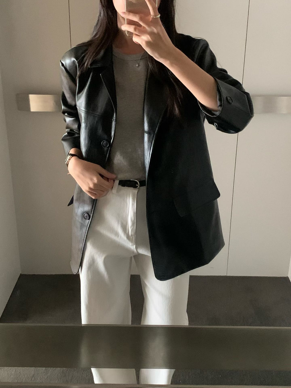 mute suede leather jacket-2col