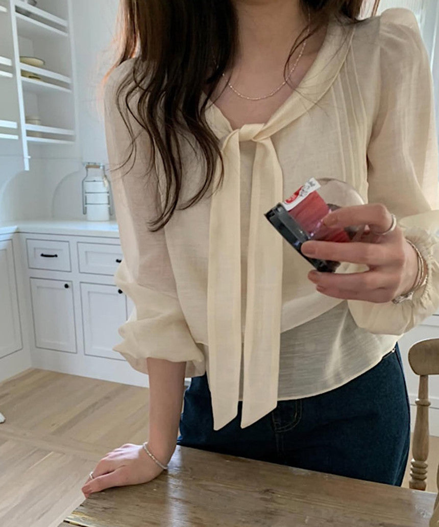 rose tie blouse-2col